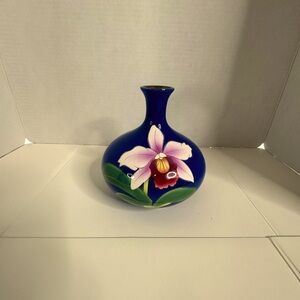 Vintage Kokusui China Painted Vase with Orchid Floral Design (3-O)